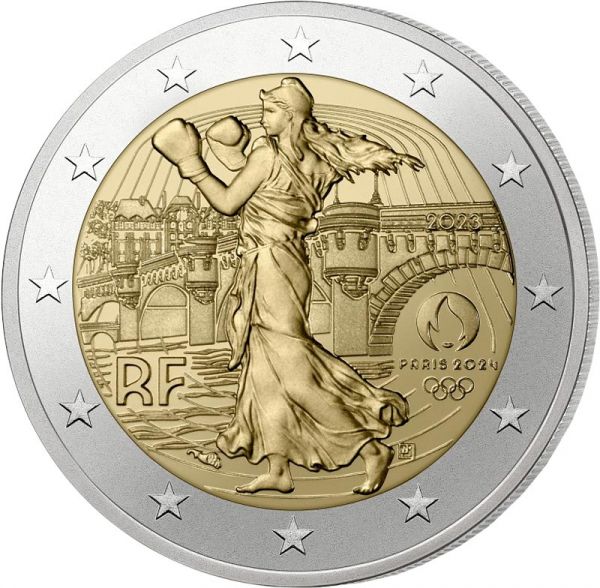 2 Euro Frankreich Faustkampf Olympiade 2024 Paris 2023 CN bfr