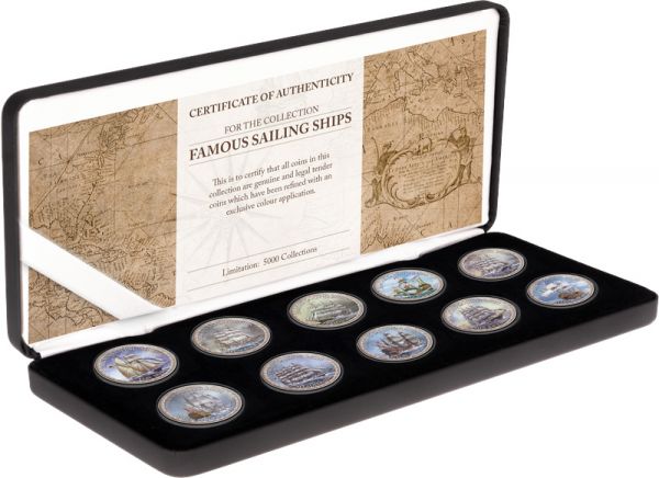 10x 5 Cents Cook Island Berühmte Segelschiffe - Kollektion