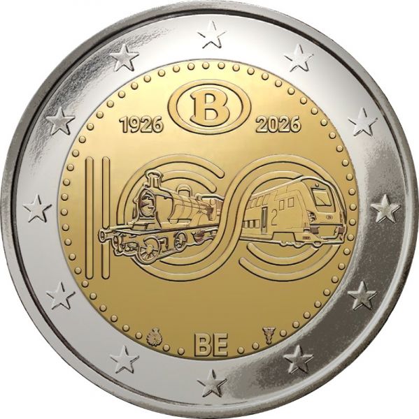 2 Euro BE 100 J. Belgische Staatsbahnen SNCB/NMBS 2026 CN st