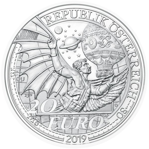 20 € Österreich "Der Traum vom Fliegen" 2019 Silber PP