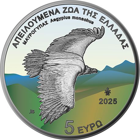 5 Euro Griechenland Bedrohte Fauna - Mönchsgeier 2025 Silber PL
