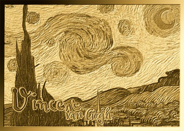 3.000 Francs Tschad Vincent Van Gogh Sternennacht Gold