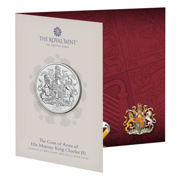 5 GBP Royal Arms - Wappen von König Charles 2025 CN St Blister