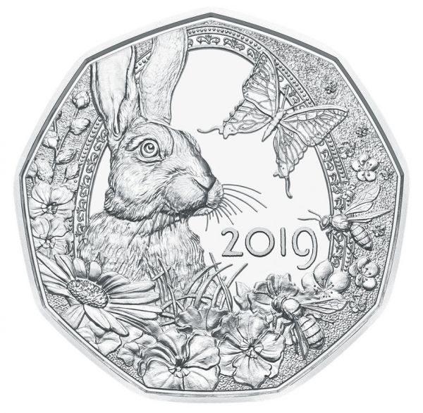 5 € Österreich "Frühlingserwachen" 2019 Silber handgehoben