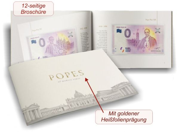 0 Euro Papst Scheine Set Päpste der modernen Zeit druckfr.