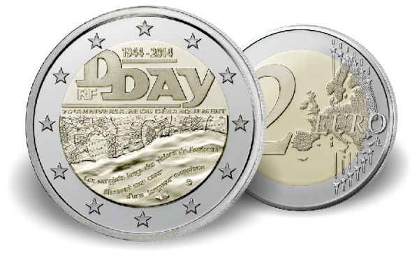 2 Euro Frankreich "70. Jahrestag D-Day" 2014 CN vz