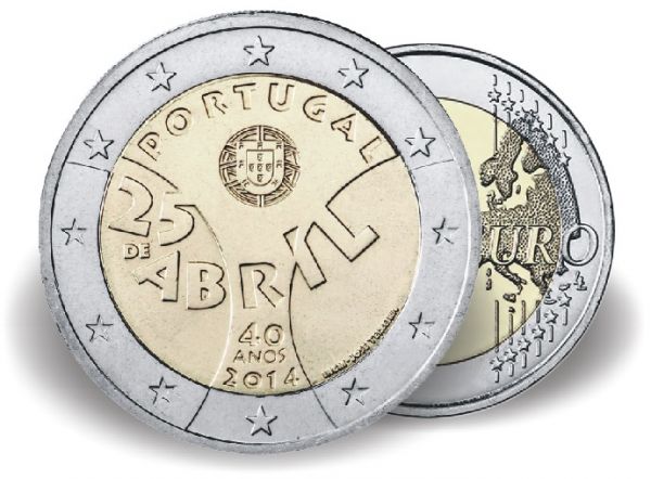 2 € Portugal "40. Jahrestag der Nelkenrevolution" 2014 vz Cn