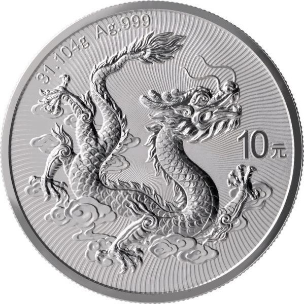 10 CNY China Chinesischer Drache 2026 Silber St