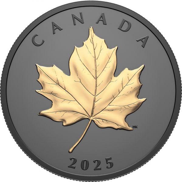 20 Dollar Kanada Eleganter Ahorn 2025 Ag Rhodium teilvergoldet PP