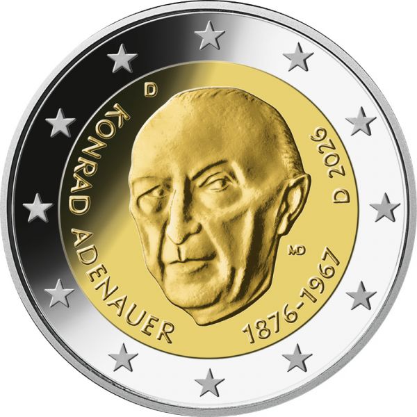 5x 2 Euro Konrad Adenauer 2026 CN bfr A-J