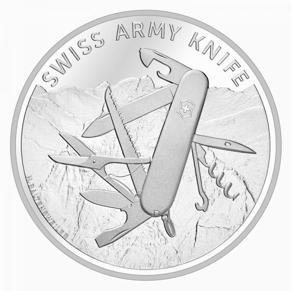 20 CHF Schweiz "Swiss Army Knife" 2018 Silber St