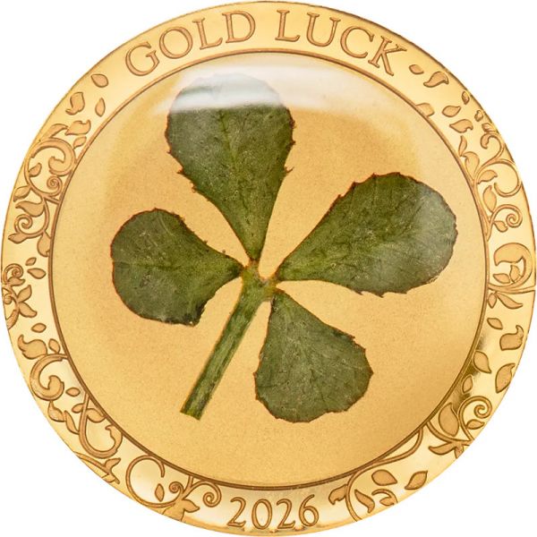 1 Dollar Cook Islands Glücksmünze Kleeblatt 2026 Gold PP