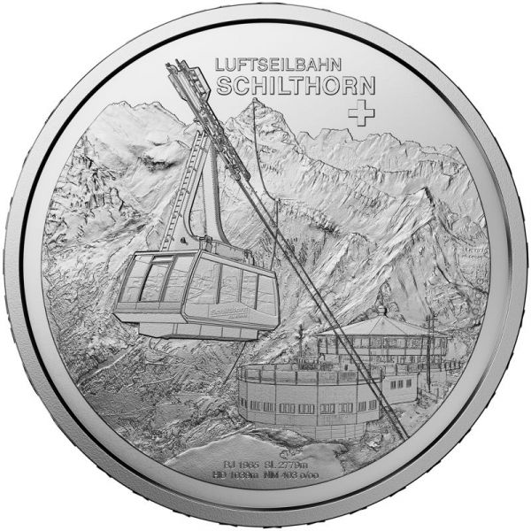 20 CHF Schweiz Luftseilbahn Schilthorn 2024 Silber PP Künstler.