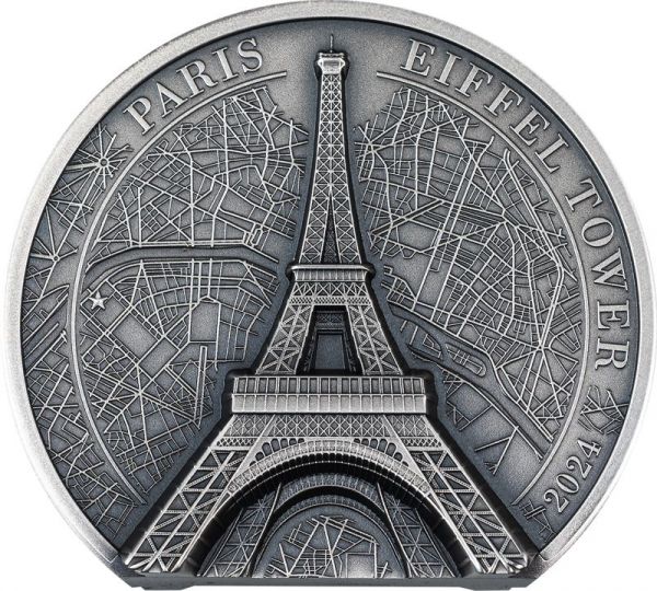 10 Dollar Cook Islands Eiffel Tower 2024 Silber PP