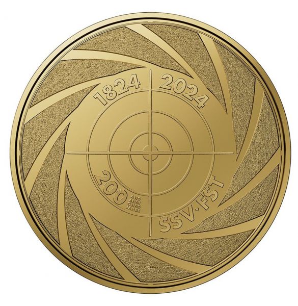 50 CHF Schweiz 200 Jahre Schiesssportverband 2024 Gold PP