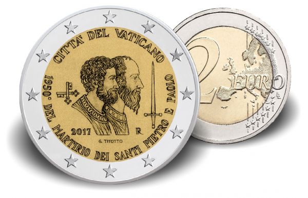 2 € Vatikan "1950 J. Martyrium St. Peter u. St. Paulus" 2017 CN st