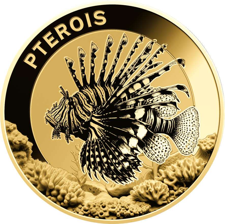 1.000 Francs Gabun Lionfish Coincard Gold