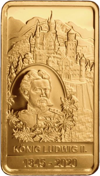 175 Jahre König Ludwig II. Goldbarren 0,5 Gramm PL