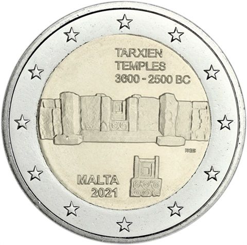 2 Euro Malta Tempel von Tarxien 2021 CN bfr