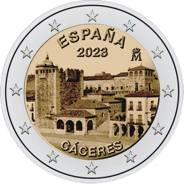 2 Euro Spanien UNESCO Altstadt von Cáceres 2023 CN bfr