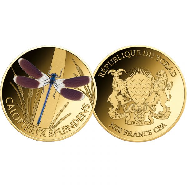 3.000 Francs Tschad "Wunderwelt der Libellen" 2024 10er Set Gold