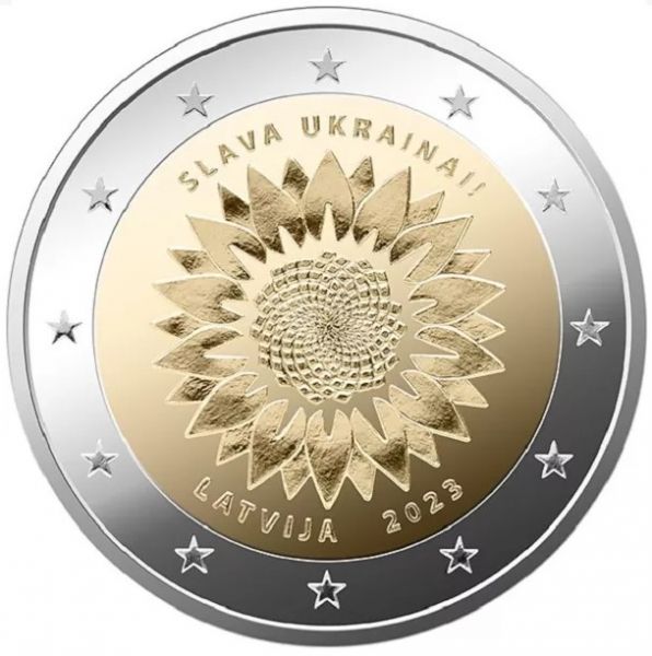 2 Euro Lettland Ukrainische Sonnenblume 2023 CN bfr