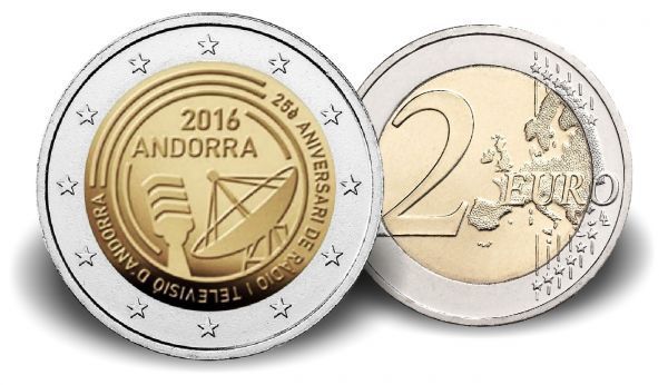 2 € Andorra "25 J. Öffentlich Rechtlicher Rundfunk" 2016 CN St