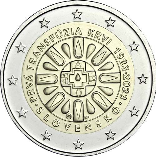 2 Euro Slowakei 100 J. erste Bluttransfusion 2023 CN bfr